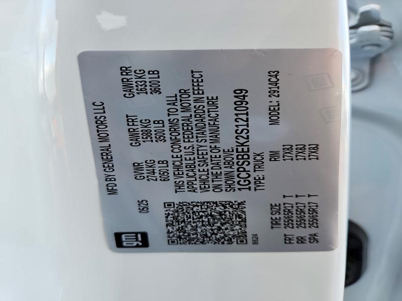 2025 Chevrolet Colorado მანქანა იყიდება აუქციონზე, vin: 1GCPSBEK2S1210949, აუქციონის ნომერი: 98625405