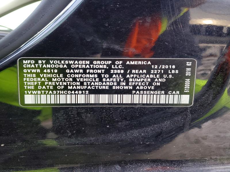 Auction sale of the 2017 Volkswagen Passat, vin: 1VWBT7A37HC044912, lot number: 73656235