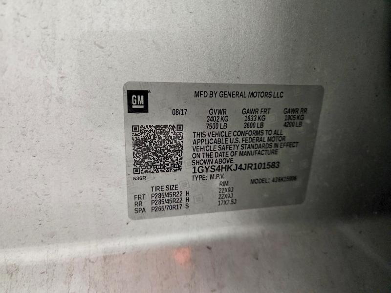 2018 Cadillac Escalade მანქანა იყიდება აუქციონზე, vin: 1GYS4HKJ4JR101583, აუქციონის ნომერი: 76674415