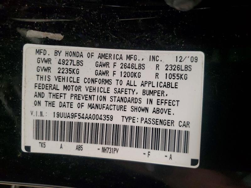 78216385 :رقم المزاد ، 19UUA9F54AA004359 vin ، 2010 Acura Tl مزاد بيع