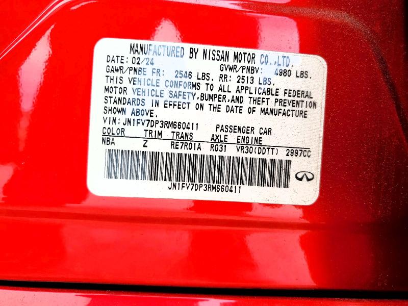 Aukcja sprzedaży 2024 Infiniti Q50, vin: JN1FV7DP3RM660411, numer aukcji: 72396495