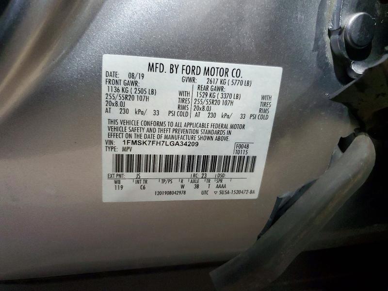 Aukcja sprzedaży 2020 Ford Explorer, vin: 1FMSK7FH7LGA34209, numer aukcji: 99788655