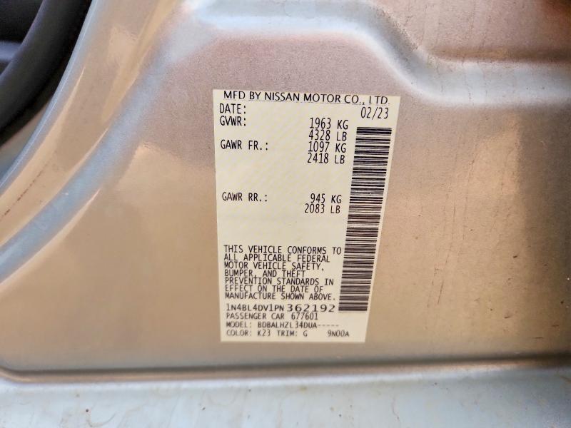 2023 Nissan Altima მანქანა იყიდება აუქციონზე, vin: 1N4BL4DV1PN362192, აუქციონის ნომერი: 74669215