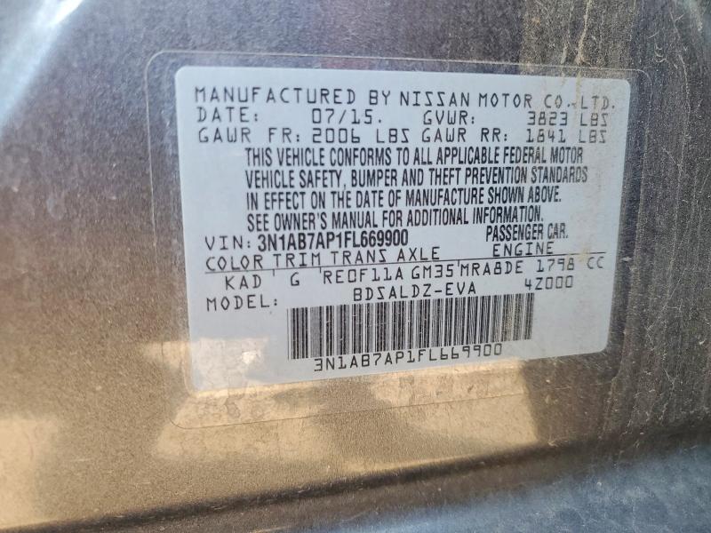 99771205 :رقم المزاد ، 3N1AB7AP1FL669900 vin ، 2015 Nissan Sentra مزاد بيع