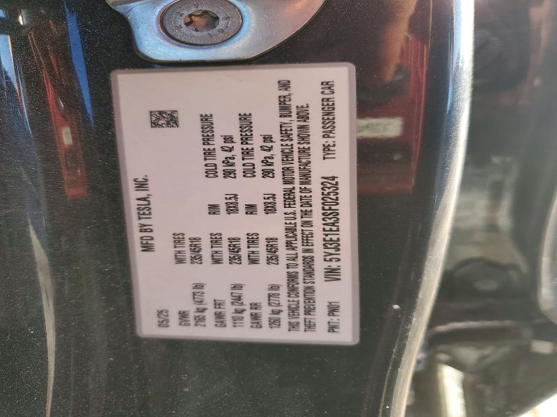Aukcja sprzedaży 2025 Tesla Model 3, vin: 5YJ3E1EA3SF025324, numer aukcji: 75278995