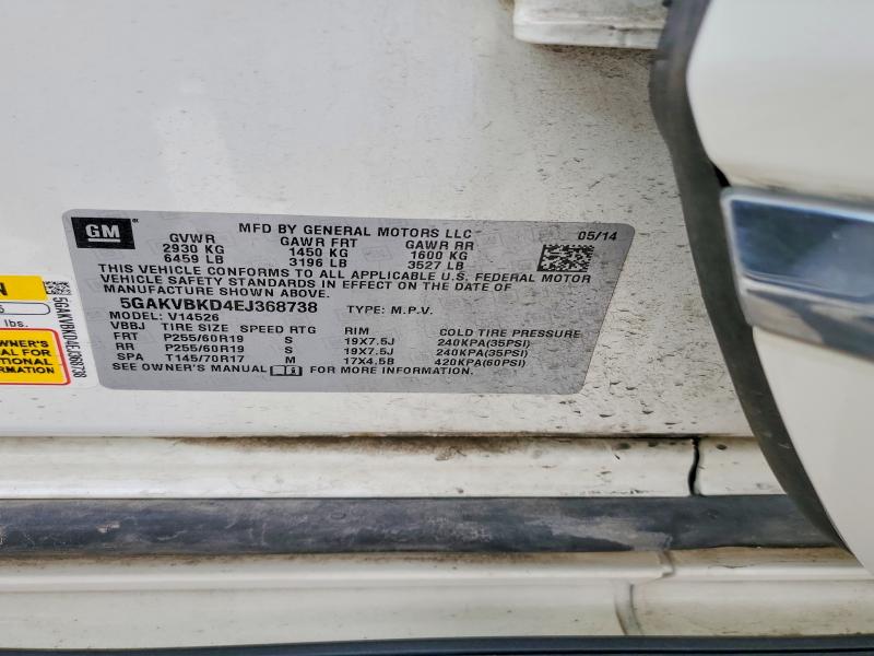 73832135 :رقم المزاد ، 5GAKVBKD4EJ368738 vin ، 2014 Buick Enclave مزاد بيع