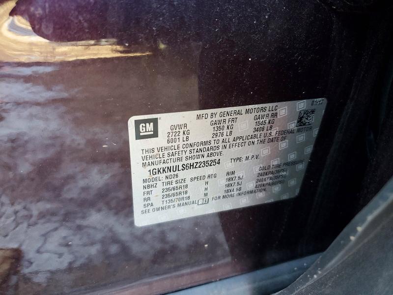 2017 Gmc Acadia მანქანა იყიდება აუქციონზე, vin: 1GKKNULS6HZ235254, აუქციონის ნომერი: 72422705