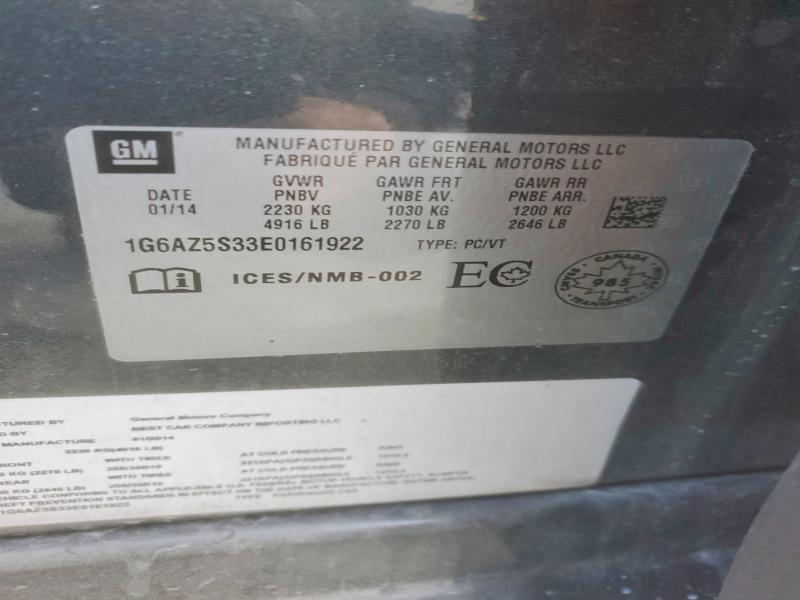 74917425 :رقم المزاد ، 1G6AZ5S33E0161922 vin ، 2014 Cadillac Cts مزاد بيع