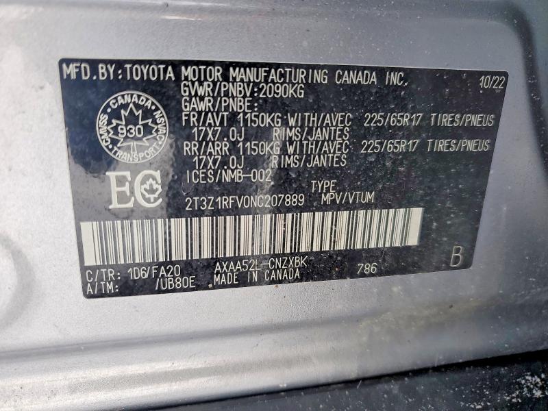 Aukcja sprzedaży 2022 Toyota Rav4, vin: 2T3Z1RFV0NC207889, numer aukcji: 73666275