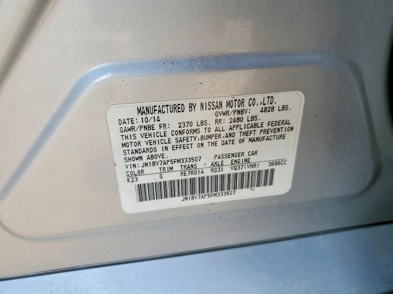 Aukcja sprzedaży 2015 Infiniti Q50, vin: JN1BV7AP5FM333507, numer aukcji: 75159095