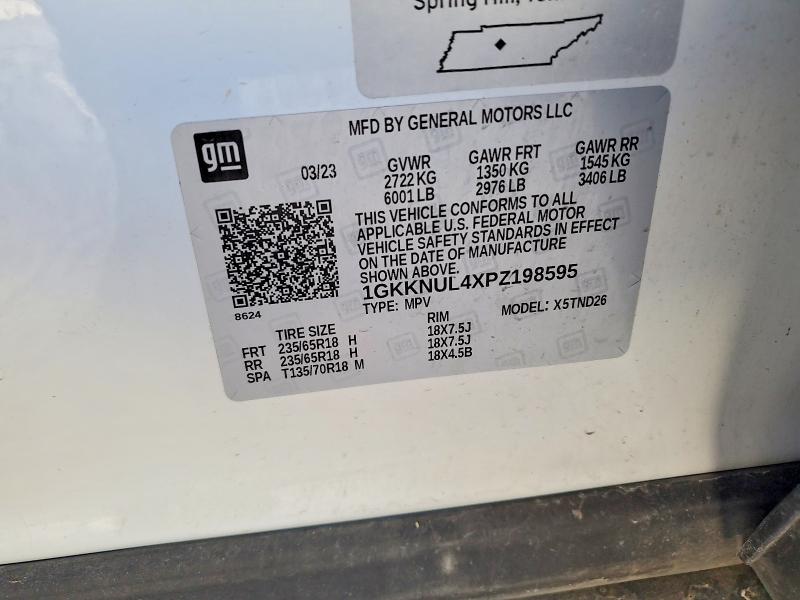 2023 Gmc Acadia მანქანა იყიდება აუქციონზე, vin: 1GKKNUL4XPZ198595, აუქციონის ნომერი: 74313755
