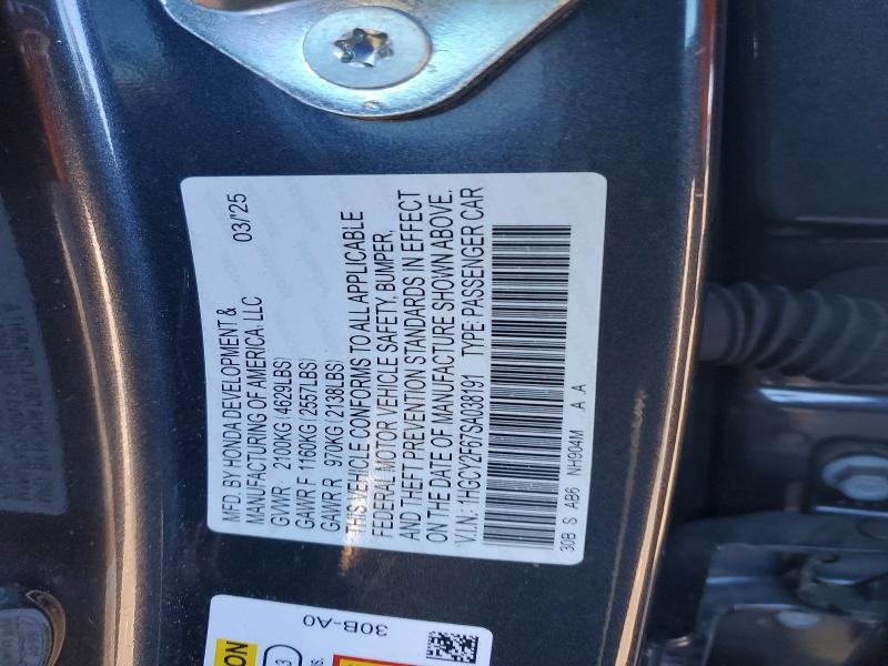 73306375 :رقم المزاد ، 1HGCY2F67SA038191 vin ، 2025 Honda Accord مزاد بيع