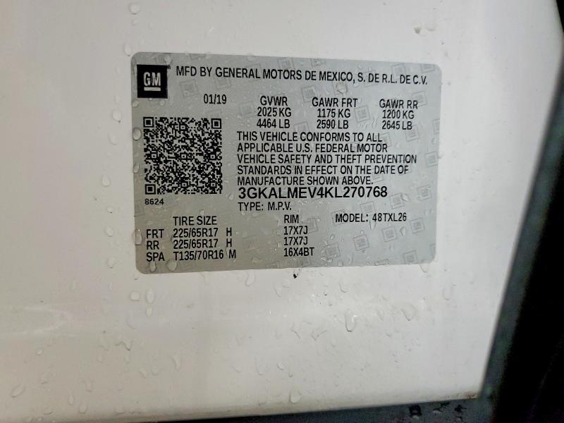 2019 Gmc Terrain მანქანა იყიდება აუქციონზე, vin: 3GKALMEV4KL270768, აუქციონის ნომერი: 72750715