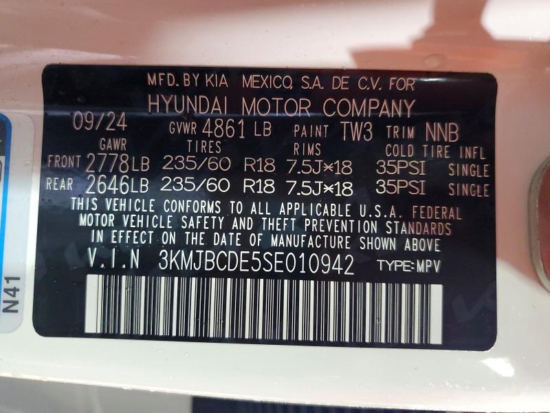Aukcja sprzedaży 2025 Hyundai Tucson, vin: 3KMJBCDE5SE010942, numer aukcji: 98828785