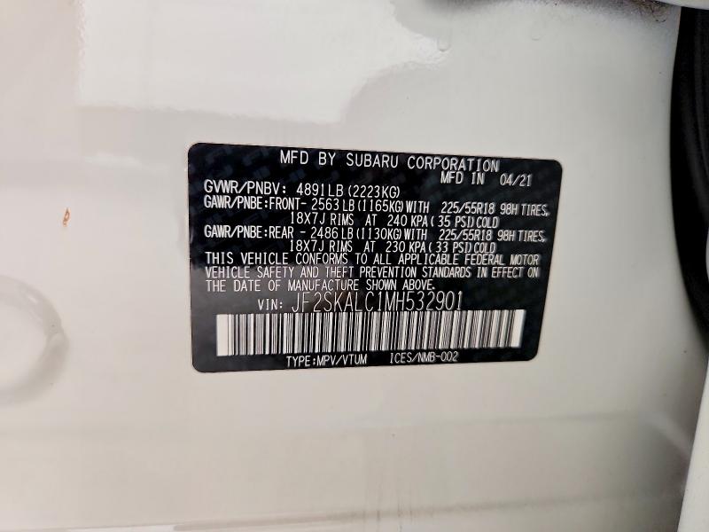 Aukcja sprzedaży 2021 Subaru Forester, vin: JF2SKALC1MH532901, numer aukcji: 99140735
