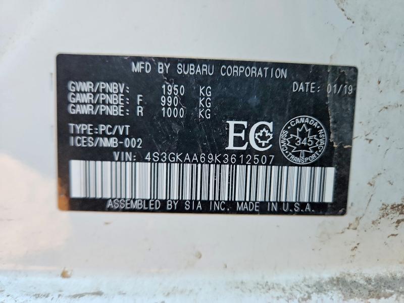 Aukcja sprzedaży 2019 Subaru Impreza, vin: 4S3GKAA69K3612507, numer aukcji: 74165215