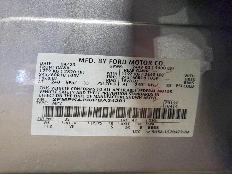 Aukcja sprzedaży 2023 Ford Edge Sel, vin: 2FMPK4J90PBA34201, numer aukcji: 72210335