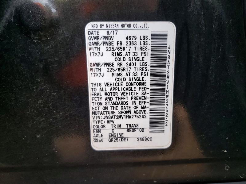 Aukcja sprzedaży 2017 Nissan Rogue, vin: JN8AT2MV1HW275242, numer aukcji: 98398645