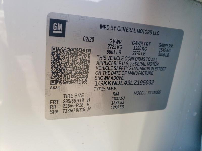 Auction sale of the 2020 Gmc Acadia, vin: 1GKKNUL43LZ195032, lot number: 73614455
