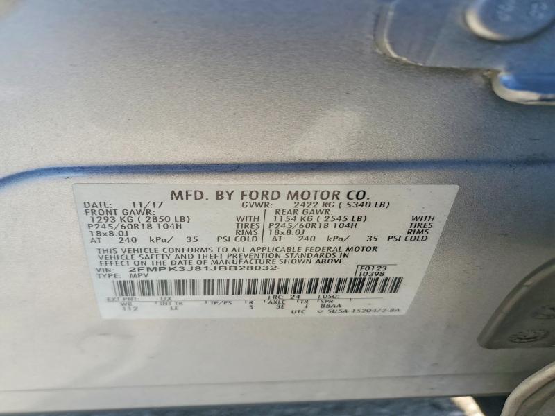 Продаж на аукціоні авто 2018 Ford Edge, vin: 2FMPK3J81JBB28032, номер лоту: 46274106