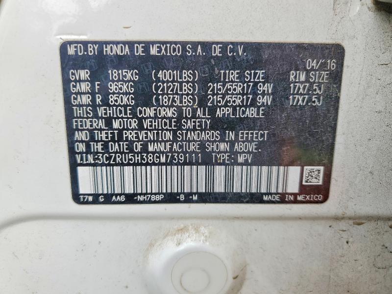 Продажа на аукционе авто 2016 Honda Hr-v, vin: 3CZRU5H38GM739111, номер лота: 73885905