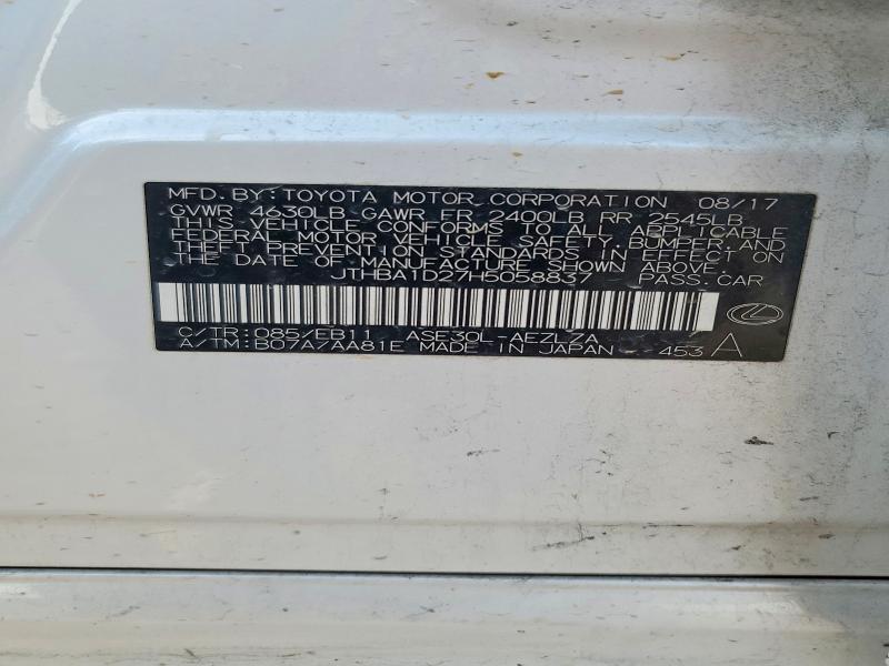 73400805 :رقم المزاد ، JTHBA1D27H5058837 vin ، 2017 Lexus Is مزاد بيع
