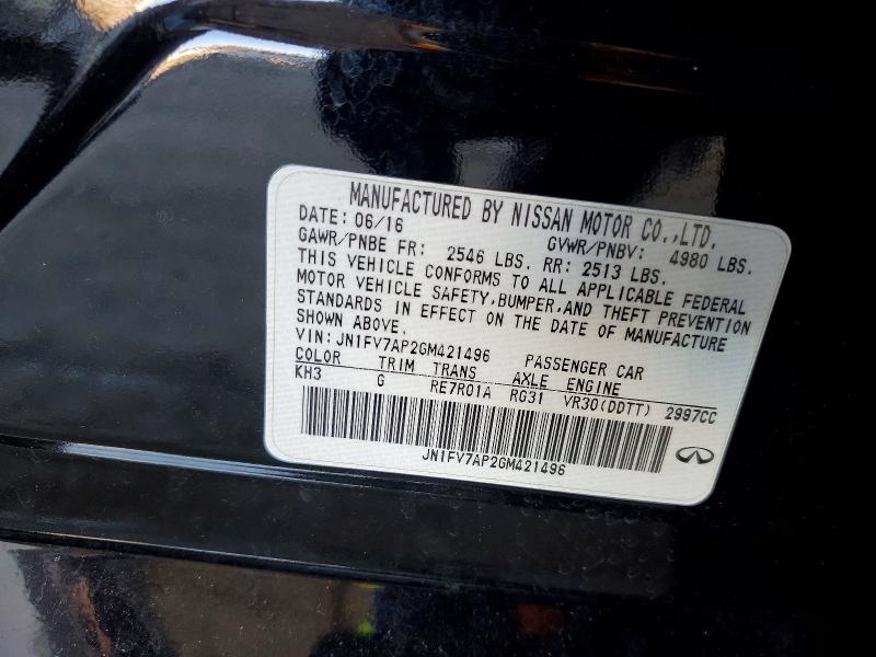 73095225 :رقم المزاد ، JN1FV7AP2GM421496 vin ، 2016 Infiniti Q50 Red Sp مزاد بيع