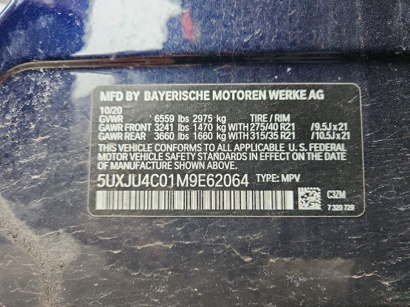 Продаж на аукціоні авто 2021 Bmw X5, vin: 5UXJU4C01M9E62064, номер лоту: 97970995