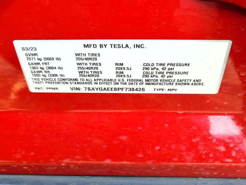 2023 Tesla Model Y მანქანა იყიდება აუქციონზე, vin: 7SAYGAEE8PF738426, აუქციონის ნომერი: 74906475