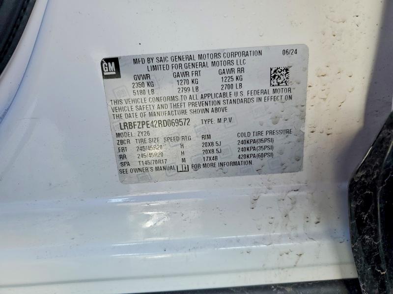 72166305 :رقم المزاد ، LRBFZPE42RD069572 vin ، 2024 Buick Envision مزاد بيع
