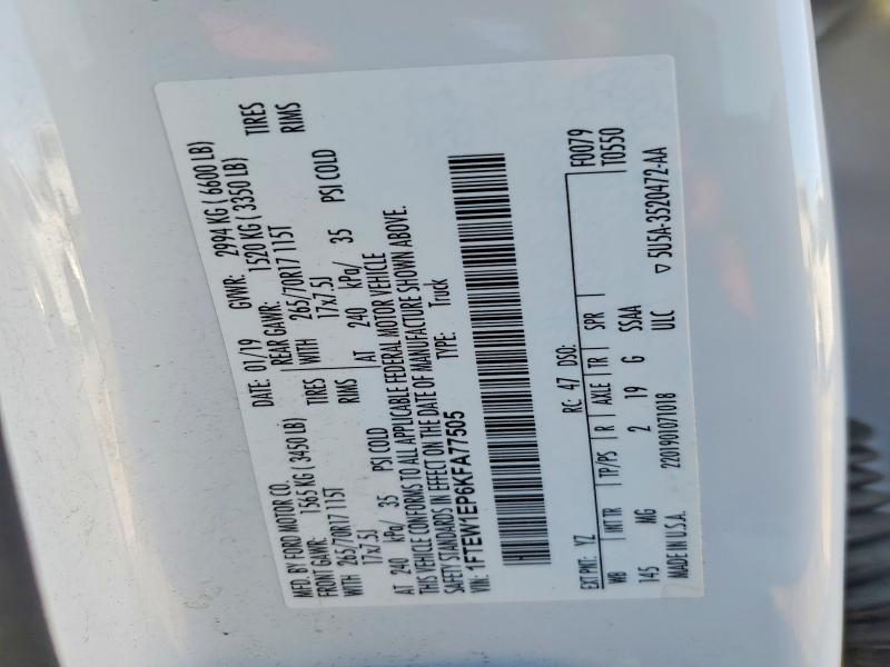 Aukcja sprzedaży 2019 Ford F150, vin: 1FTEW1EP6KFA77505, numer aukcji: 73835705