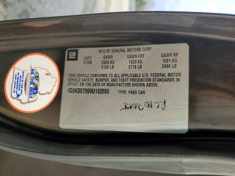 Aukcja sprzedaży 2009 Cadillac Dts, vin: 1G6KD57999U102680, numer aukcji: 72514615