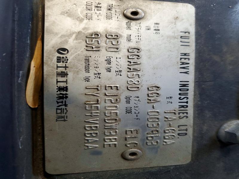 73023775 :رقم المزاد ، GGA003963 vin ، 2001 Subaru Impreza مزاد بيع