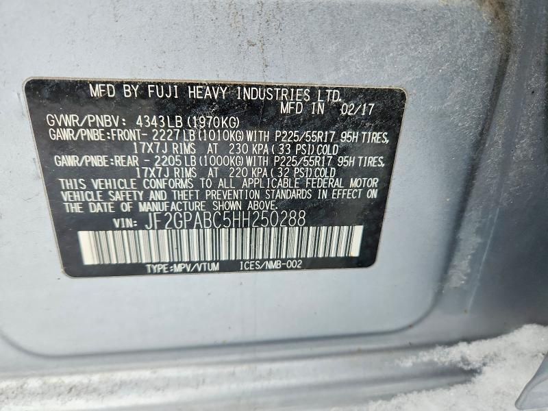 2017 Subaru Crosstrek მანქანა იყიდება აუქციონზე, vin: JF2GPABC5HH250288, აუქციონის ნომერი: 74599105