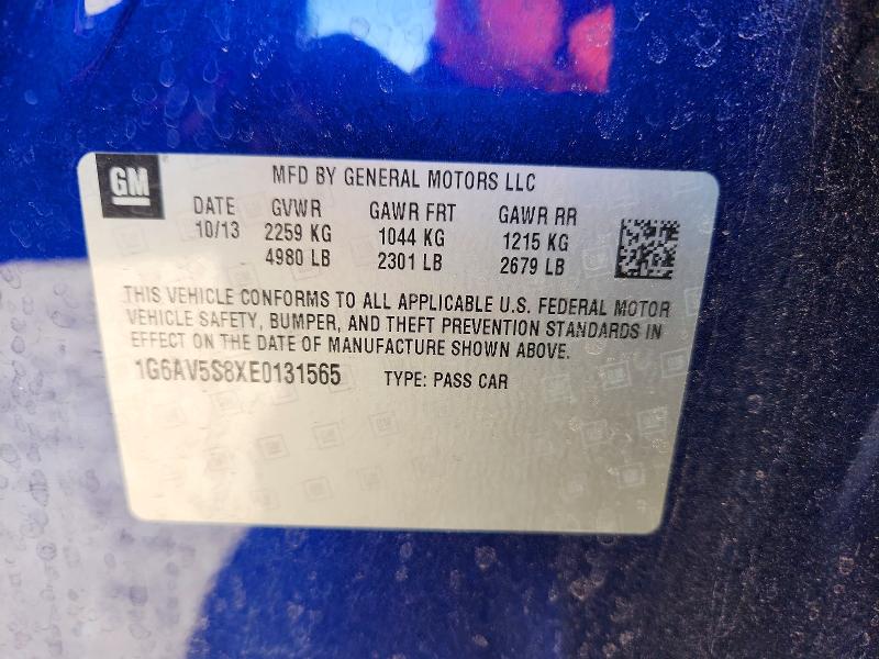 Продаж на аукціоні авто 2014 Cadillac Cts, vin: 1G6AV5S8XE0131565, номер лоту: 72676095