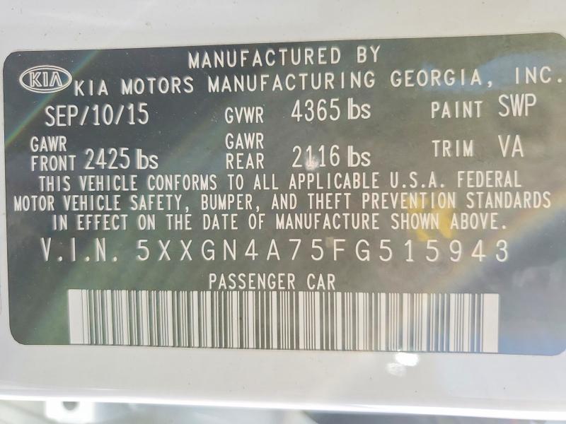 Продажа на аукционе авто 2015 Kia Optima Ex, vin: 5XXGN4A75FG515943, номер лота: 73094195