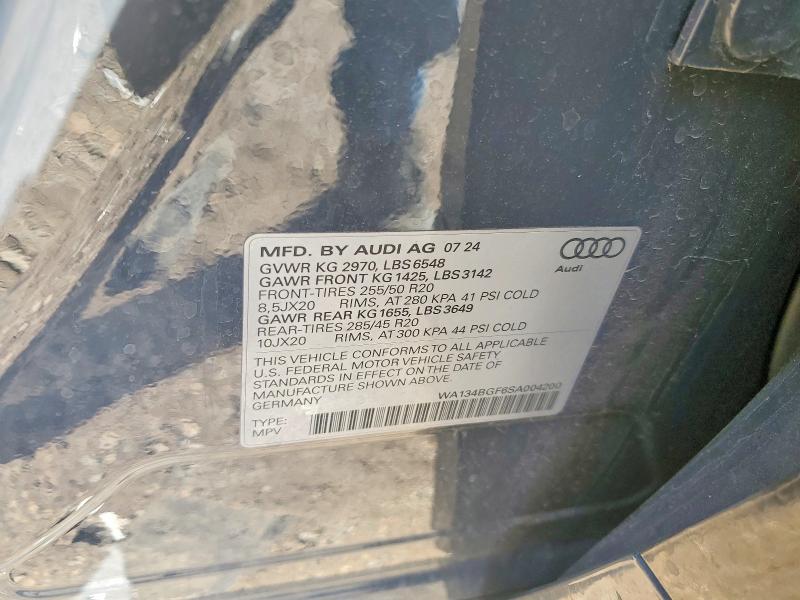 2025 Audi Q6 E-tron მანქანა იყიდება აუქციონზე, vin: WA134BGF6SA004200, აუქციონის ნომერი: 74866225