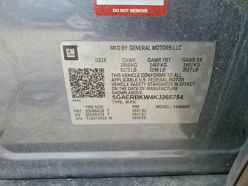 Aukcja sprzedaży 2019 Buick Enclave, vin: 5GAERBKW4KJ265754, numer aukcji: 75654815