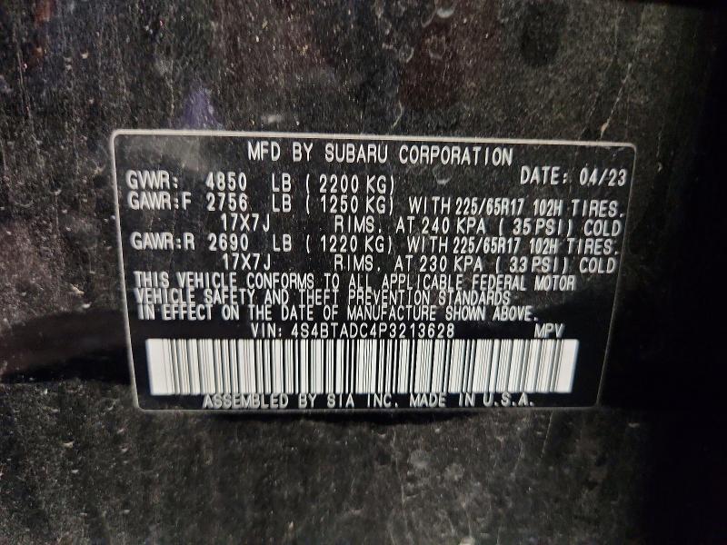 2023 Subaru Outback მანქანა იყიდება აუქციონზე, vin: 4S4BTADC4P3213628, აუქციონის ნომერი: 73832665