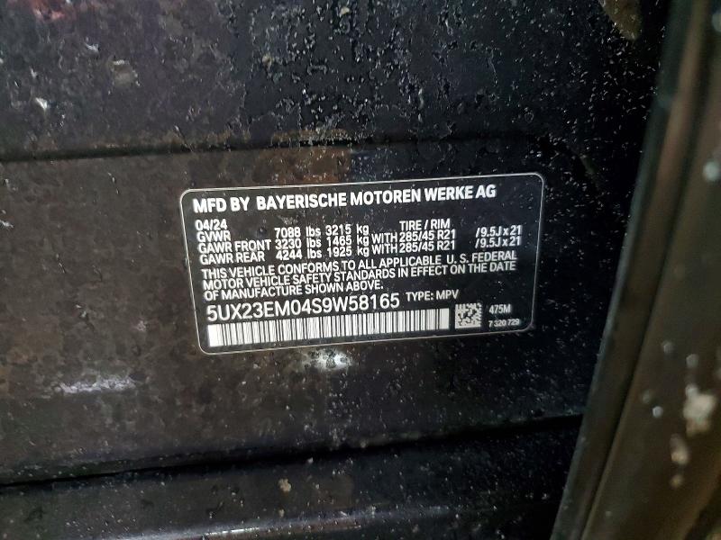 2025 Bmw X7 მანქანა იყიდება აუქციონზე, vin: 5UX23EM04S9W58165, აუქციონის ნომერი: 74861305