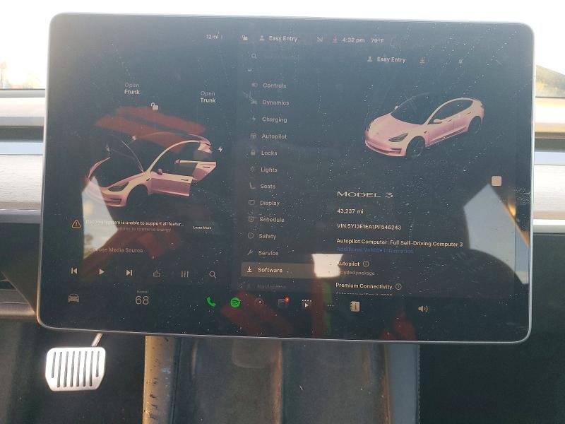 2023 Tesla Model 3 მანქანა იყიდება აუქციონზე, vin: 5YJ3E1EA1PF546243, აუქციონის ნომერი: 72986745
