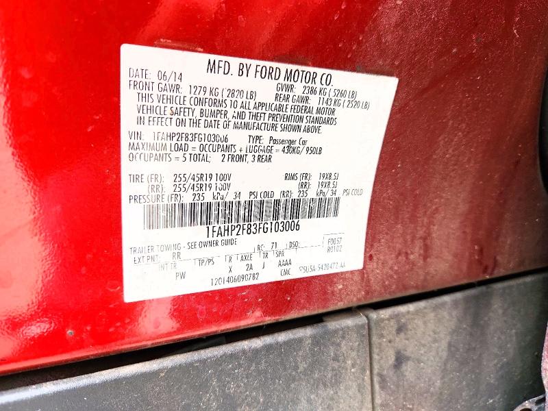 Продажа на аукционе авто 2015 Ford Taurus, vin: 1FAHP2F83FG103006, номер лота: 74086155
