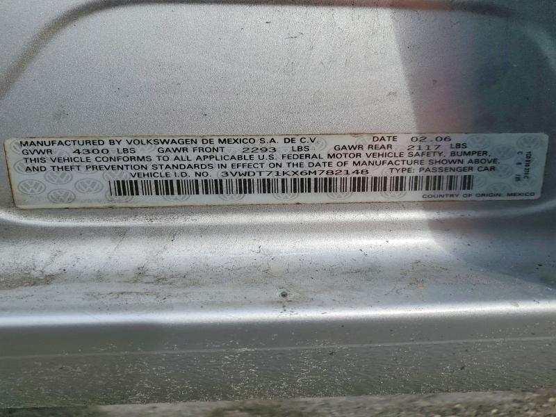 96489915 :رقم المزاد ، 3VWDT71KX6M782148 vin ، 2006 Volkswagen Jetta مزاد بيع