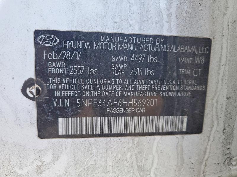 98602055 :رقم المزاد ، 5NPE34AF6HH569201 vin ، 2017 Hyundai Sonata مزاد بيع