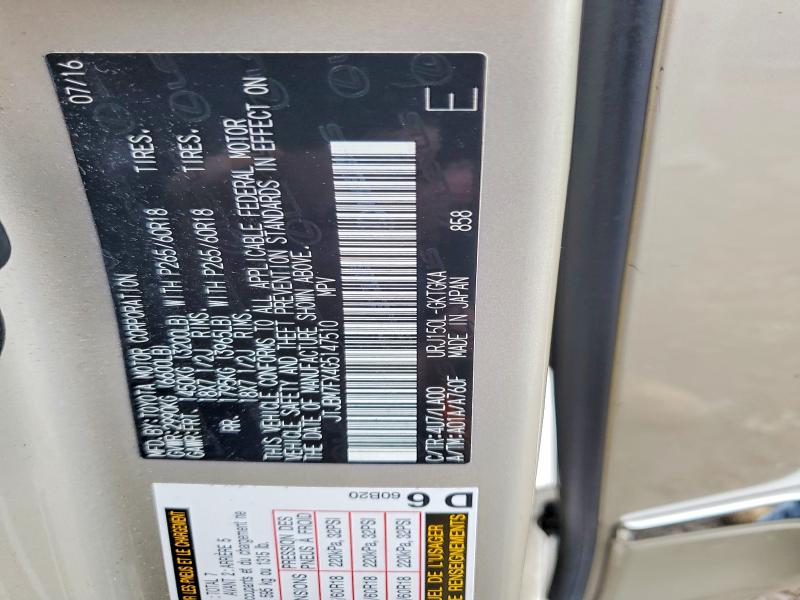 Aukcja sprzedaży 2016 Lexus Gx, vin: JTJBM7FX4G5147510, numer aukcji: 74690595