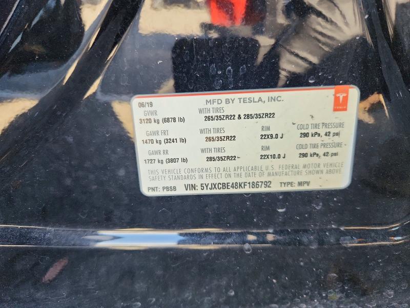 Aukcja sprzedaży 2019 Tesla Model X, vin: 5YJXCBE48KF186792, numer aukcji: 98998405