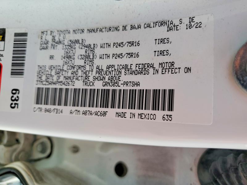 Aukcja sprzedaży 2023 Toyota Tacoma, vin: 3TMCZ5AN4PM542672, numer aukcji: 74436075