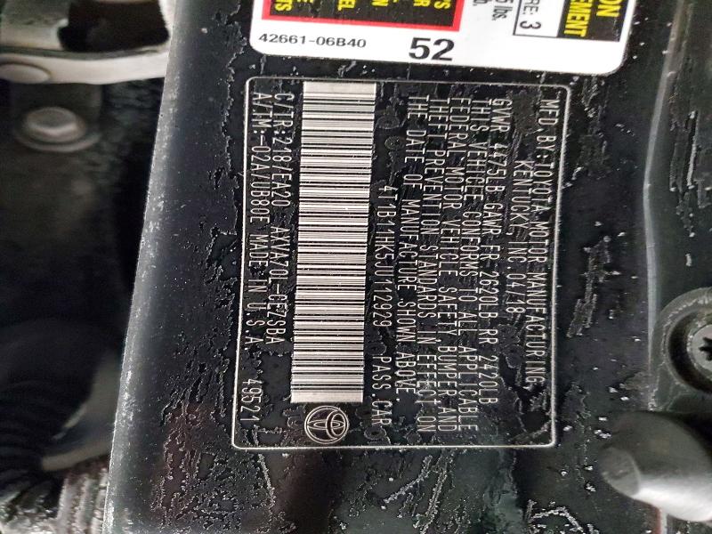 75047145 :رقم المزاد ، 4T1B11HK5JU112929 vin ، 2018 Toyota Camry مزاد بيع
