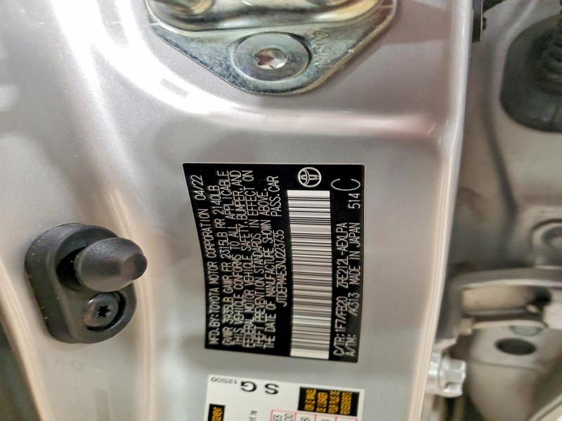 2022 Toyota Corolla მანქანა იყიდება აუქციონზე, vin: JTDEPMAE3NJ223735, აუქციონის ნომერი: 74277215