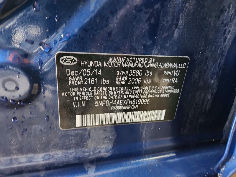 Продаж на аукціоні авто 2015 Hyundai Elantra, vin: 5NPDH4AEXFH619096, номер лоту: 74899295